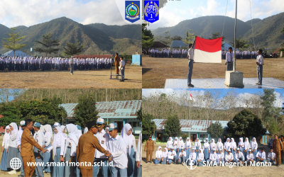 SMAN 1 Monta Gelar Upacara Bendera dan Serahkan Piagam Penghargaan kepada 10 Anggota Paskibraka Kecamatan